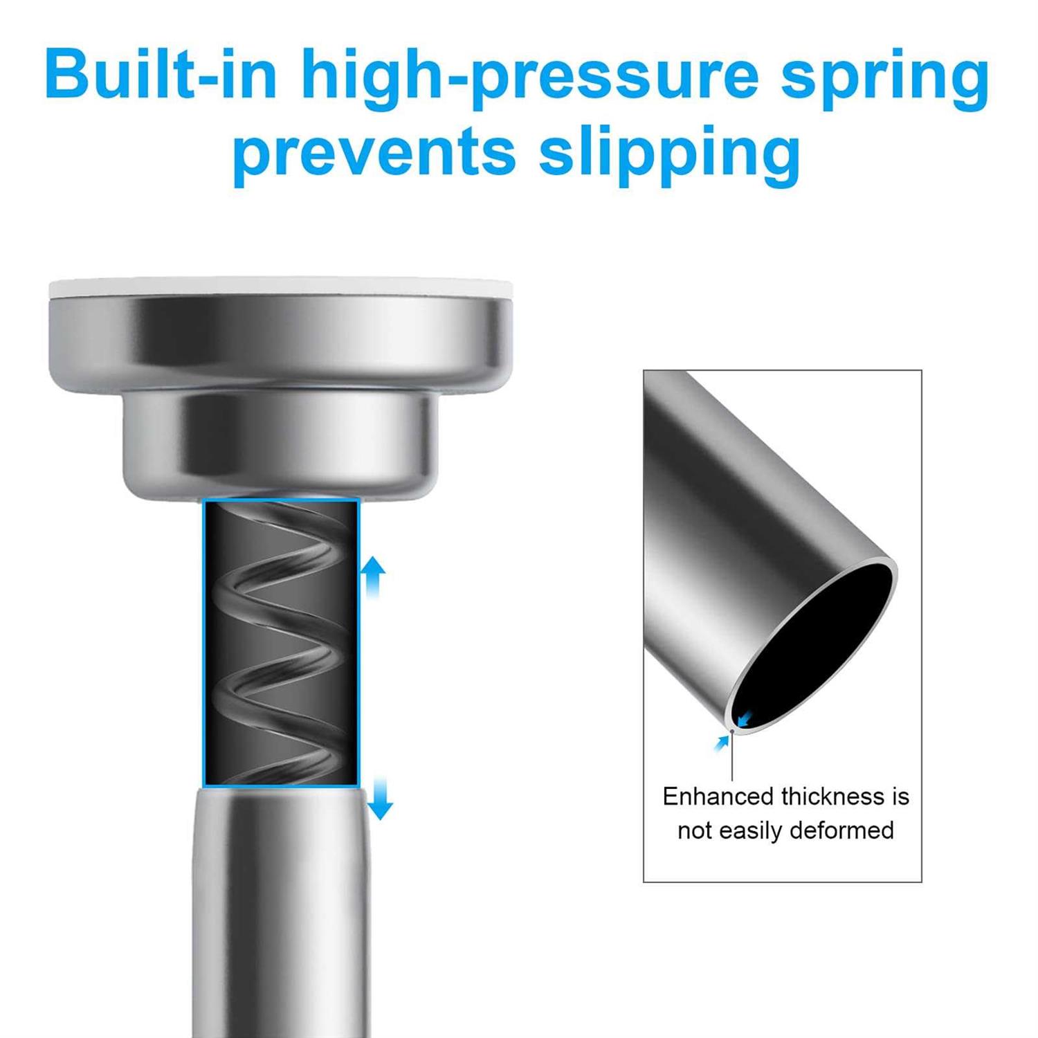 TEECK Shower Curtain Rod Adjustable Tension Spring Shower Curtain Rod Tension - Image 2