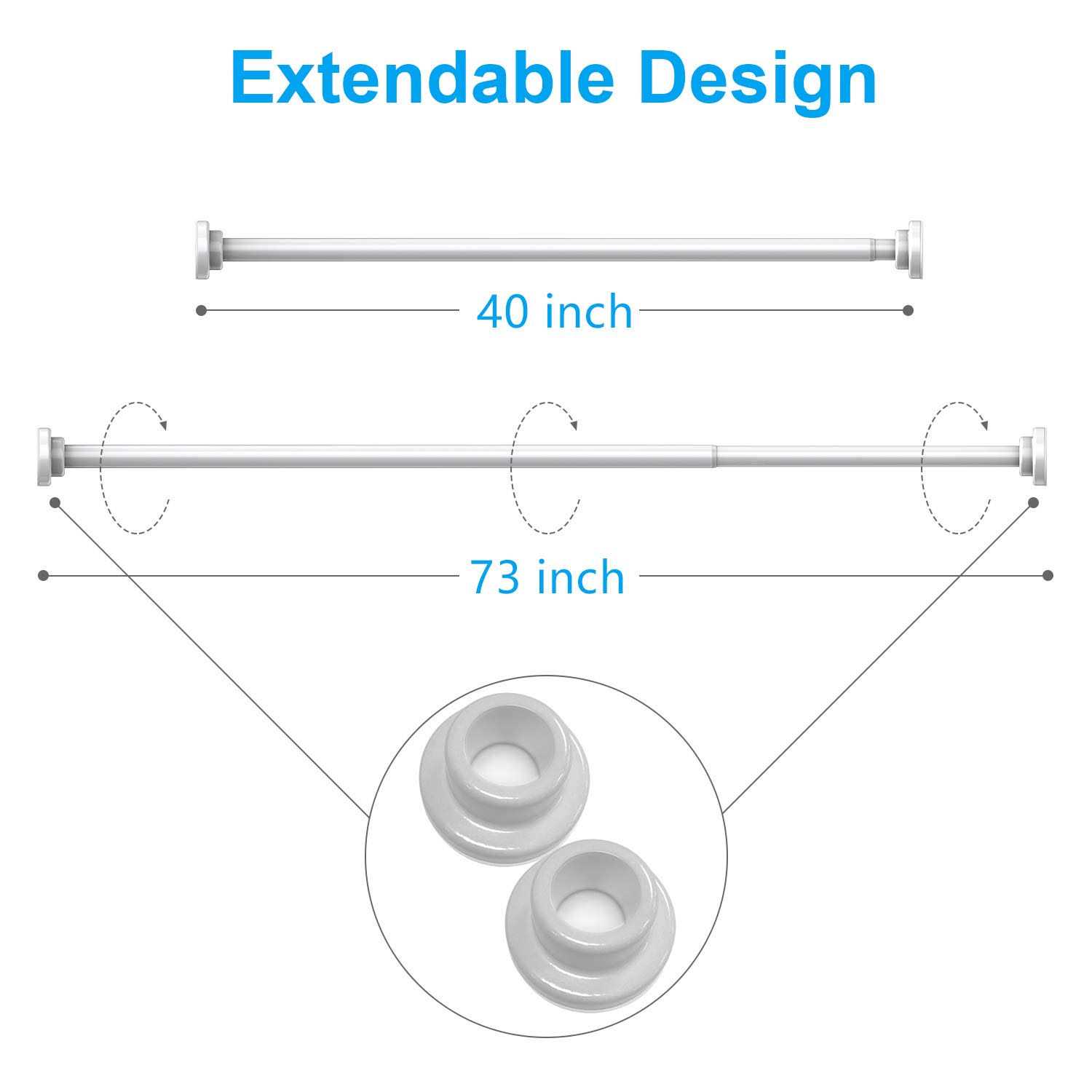 TEECK Shower Curtain Rod Adjustable Tension Spring Shower Curtain Rod Tension - Image 4
