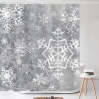 Tititex Merry Christmas Snowflake Shower Curtain Set Happy Holiday Winter Bathroom Decorative Winter Waterproof Fabric