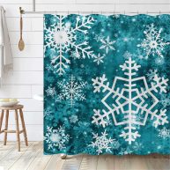 Tititex Merry Christmas Snowflake Shower Curtain Set Happy Holiday Winter Bathroom Decorative Winter Waterproof Fabric