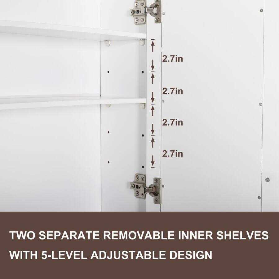 VEIKOUS 23.6 in. W x 7.5 in. D x 30.4 in. H Oversized Bathroom Storage Wall Cabinet with Adjustable Shelves and Mirror - Image 4