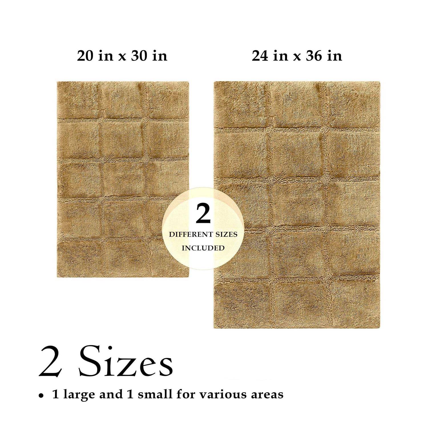Superior Cotton 2-Piece Solid Checkered Non-Slip Bath Rug Set - Image 2
