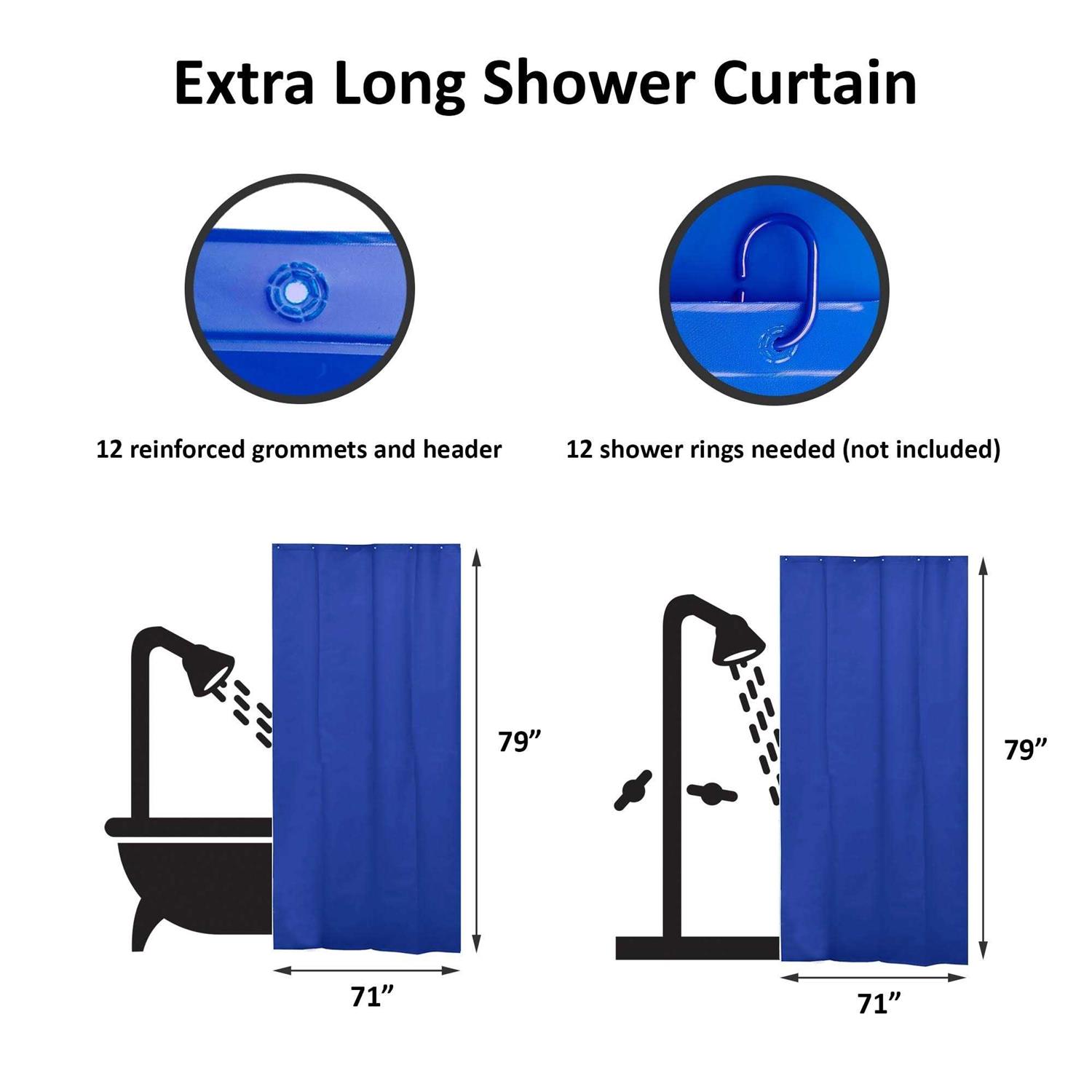 White Extra Long Shower Curtain Liner Plastic 71W x 79H - Image 5