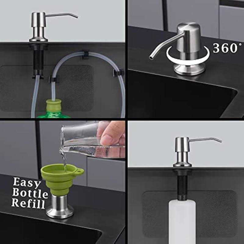 Stylever Built in Sink Soap Dispenser for Kitchen Sink, Countertop Soap Dispenser Pump with 47 Extension, 4” Spout and 16oz - Image 2
