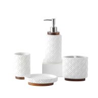 Rqyixi Bathroom Accessories Set 4 Pcs Toothbrush Holder Soap Dispenser Set Ceram