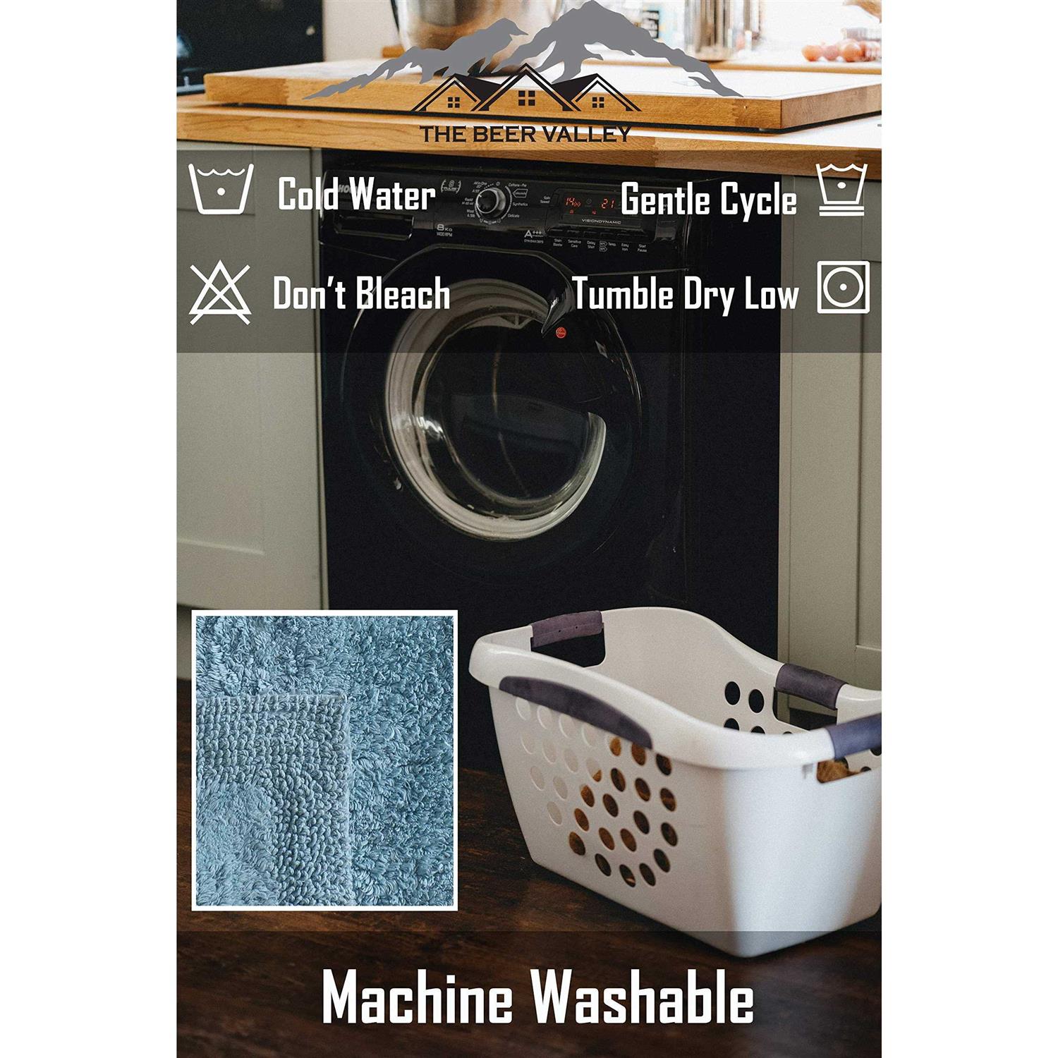 THE BEER VALLEY Bathroom Rugs Set 2Piece in 100% Cotton 21×34/17×24 - Image 3