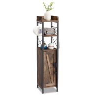 VECELO Small Bathroom Cabinet Slim Toilet Paper Holder with Door & 2 Shelves