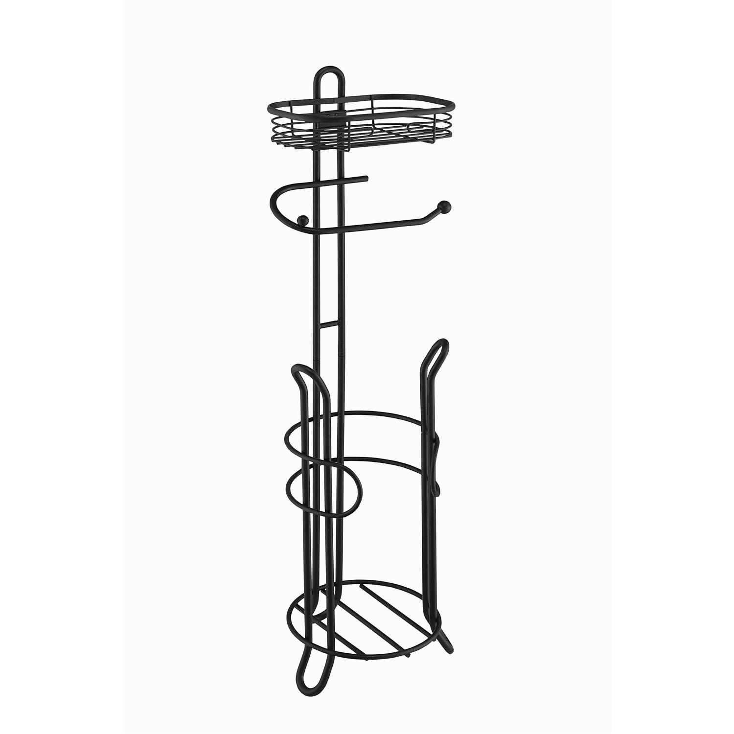 SunnyPoint Bathroom Toilet Tissue Paper Roll Storage Holder with Reserve and Shelve - Image 2