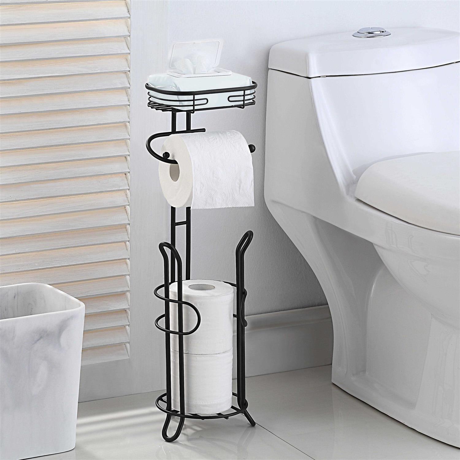 SunnyPoint Bathroom Toilet Tissue Paper Roll Storage Holder with Reserve and Shelve - Image 3