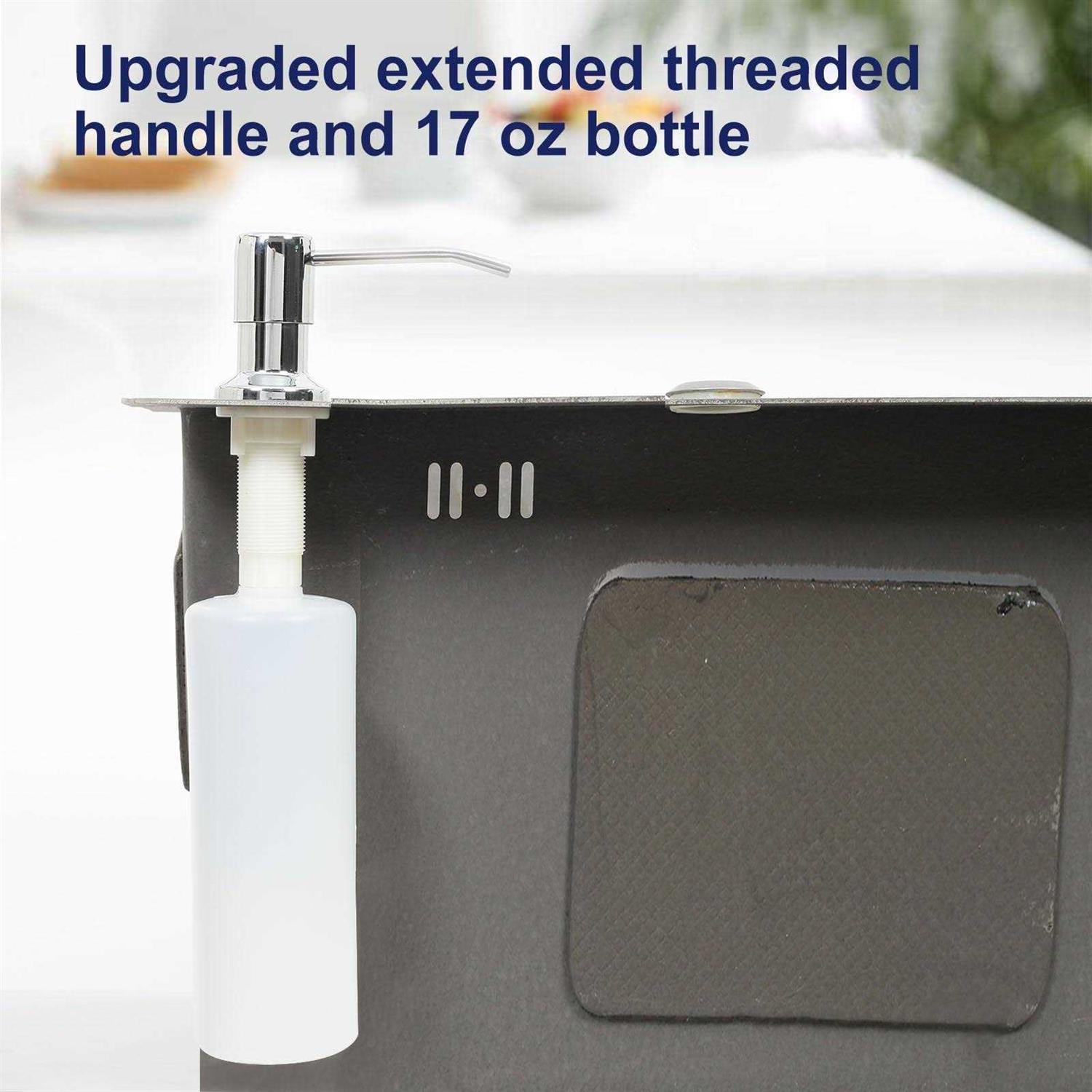 Soap Dispenser for Kitchen Sink Stainless Steel Built in Soap Dispenser Countertop Pump Head with 17OZ Large Liquid Bottle fit Kitchen Bathroom - Image 4
