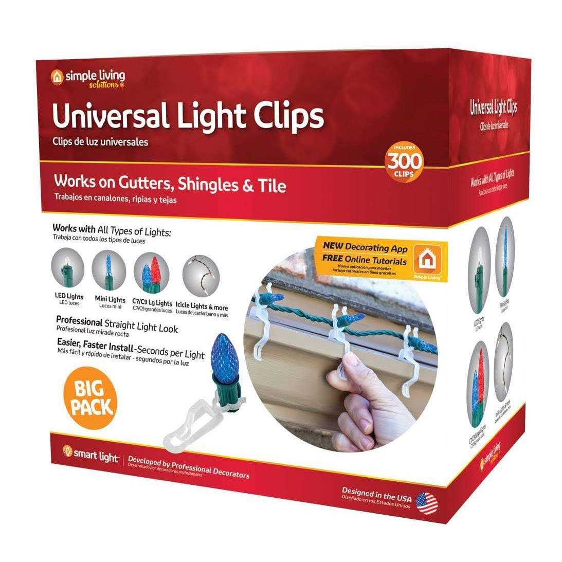 Simple Living Solutions Set of 300 Clear Outdoor Universal Christmas Light Clips - Image 2