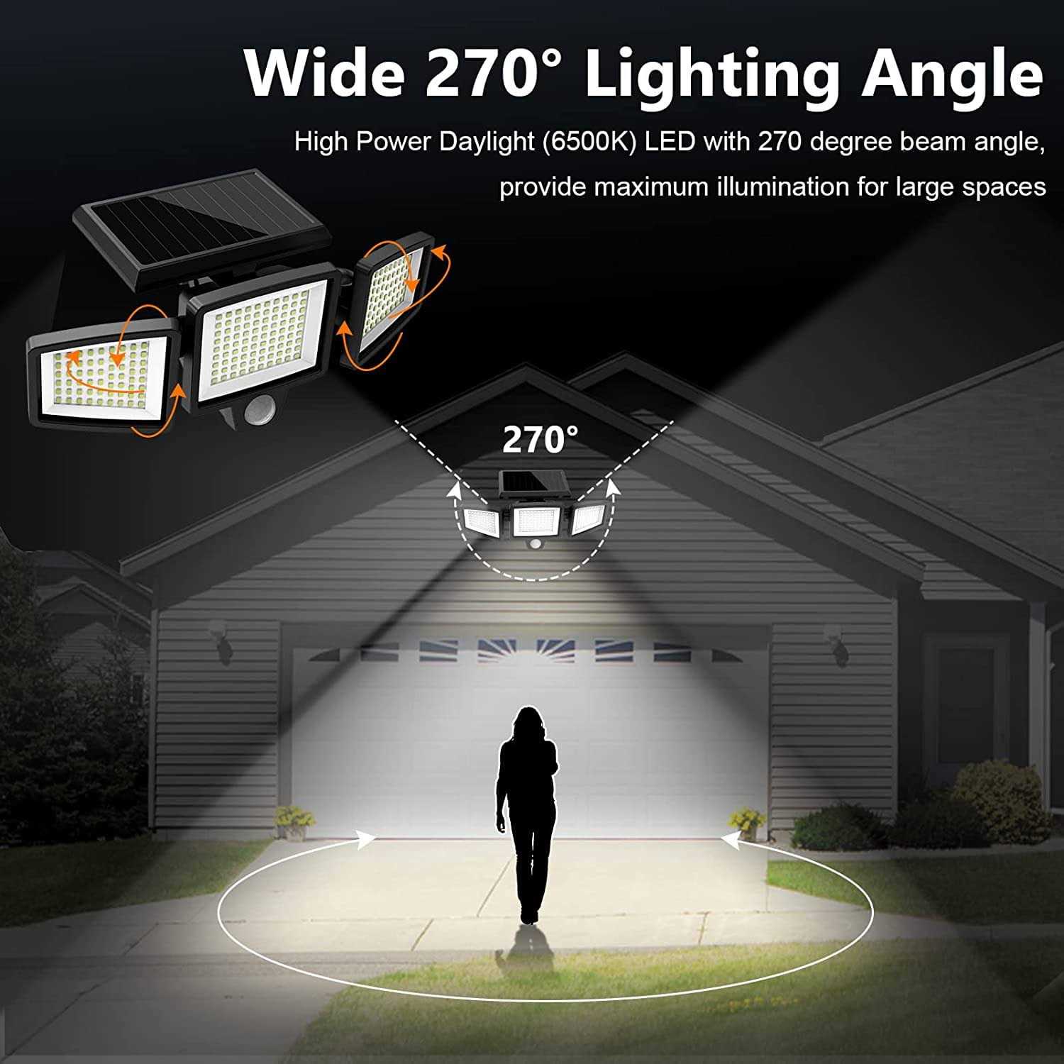 Solar Lights Outdoor 210led 2500lm Motion Sensor Security Lights with Wireless Remote Control - Image 4