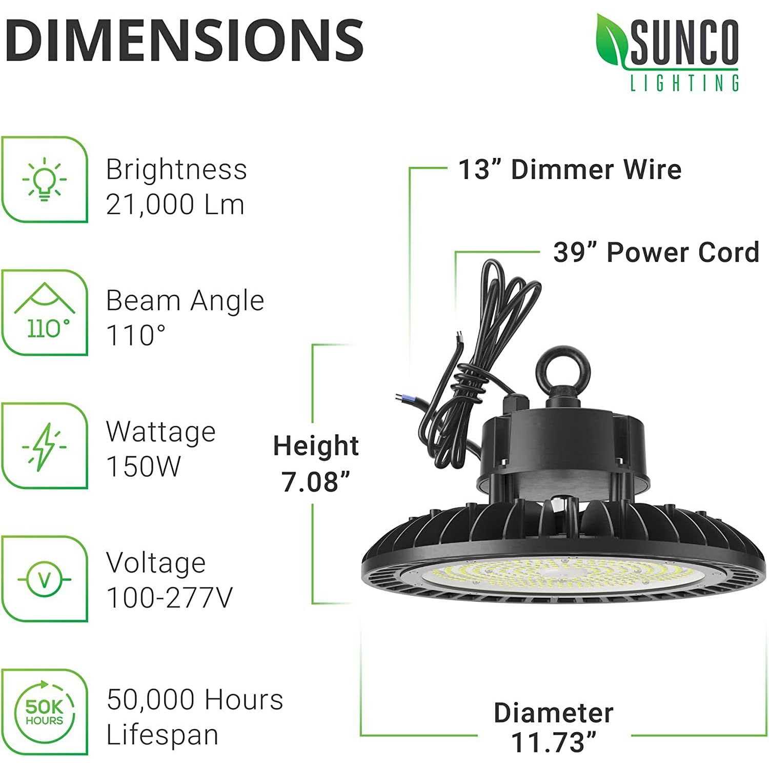 Sunco Lighting UFO LED High Bay 150W 600W HID Replacement - Image 5
