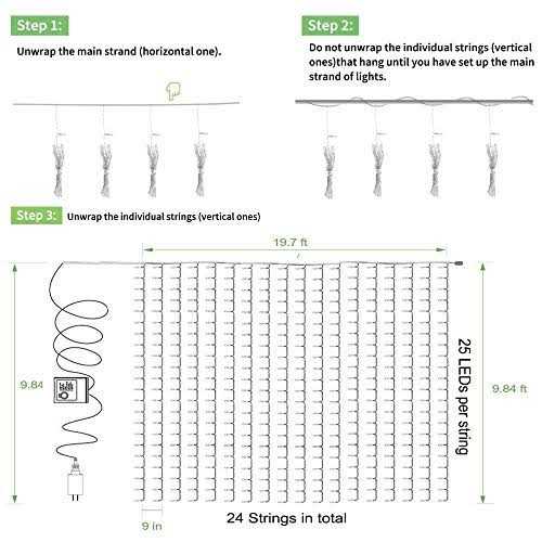 Solhice LED Curtain Lights Outdoor x10ft white Plug in Window String Lights Indoor - Image 3
