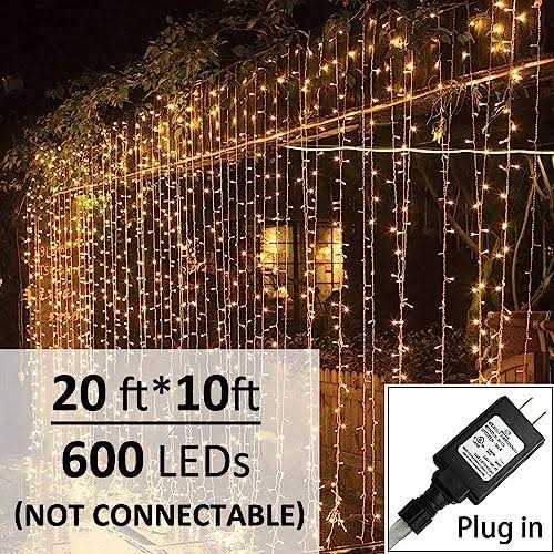 Solhice LED Curtain Lights Outdoor x10ft white Plug in Window String Lights Indoor - Image 4
