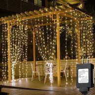 Solhice LED Curtain Lights Outdoor x10ft white Plug in Window String Lights Indoor