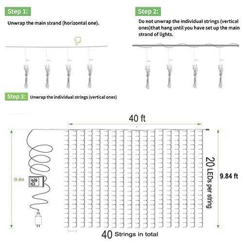 Solhice LED Curtain Lights Outdoor x10ft white Plug in Window String Lights Indoor - Image 4