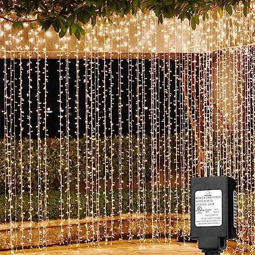 Solhice LED Curtain Lights Outdoor x10ft white Plug in Window String Lights Indoor