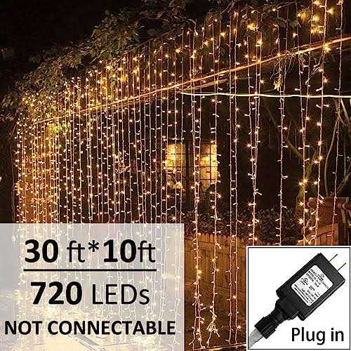 Solhice LED Curtain Lights Outdoor x10ft white Plug in Window String Lights Indoor - Image 2