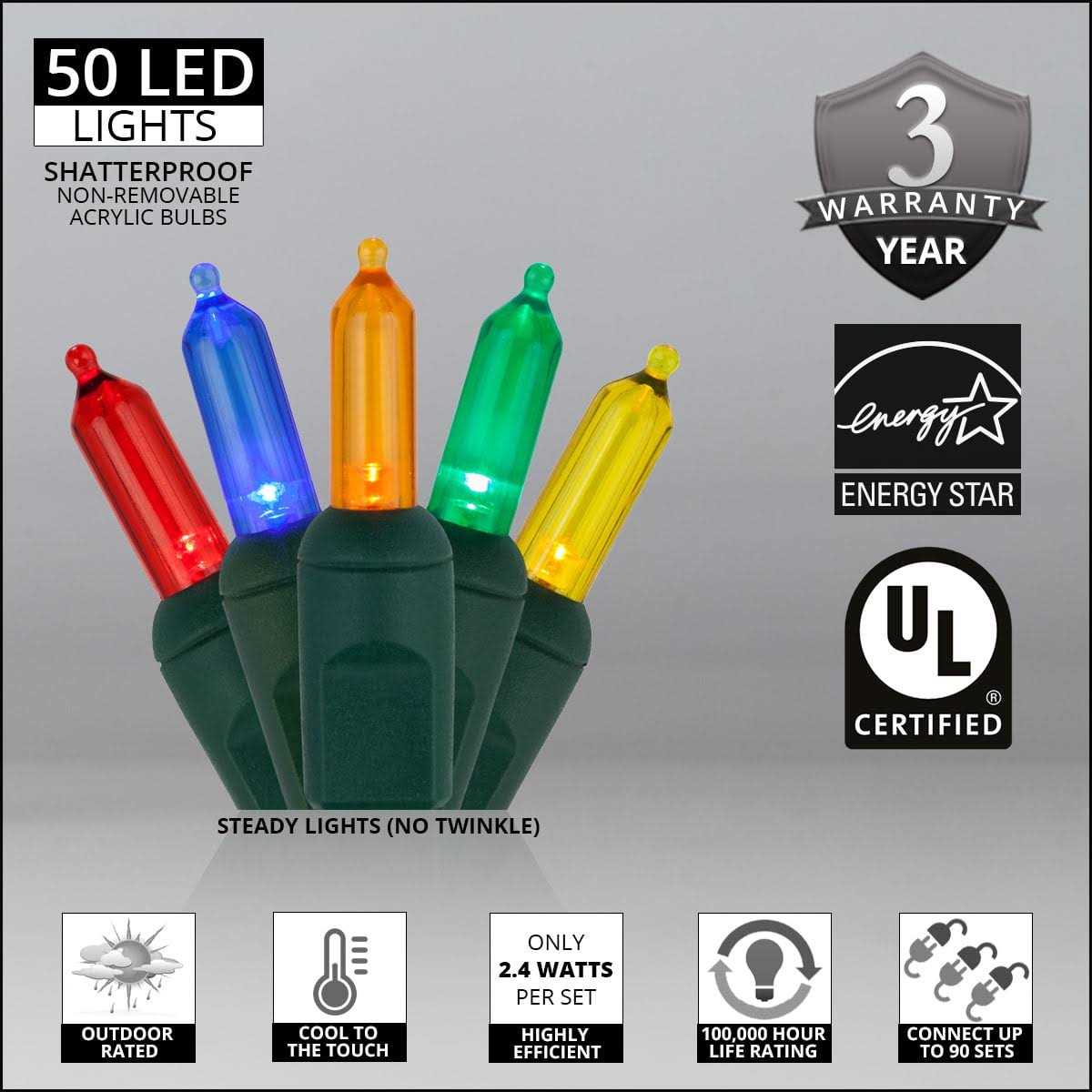 Wintergreen Lighting LED Christmas Tree Lights T5 Mini Lights - Image 5