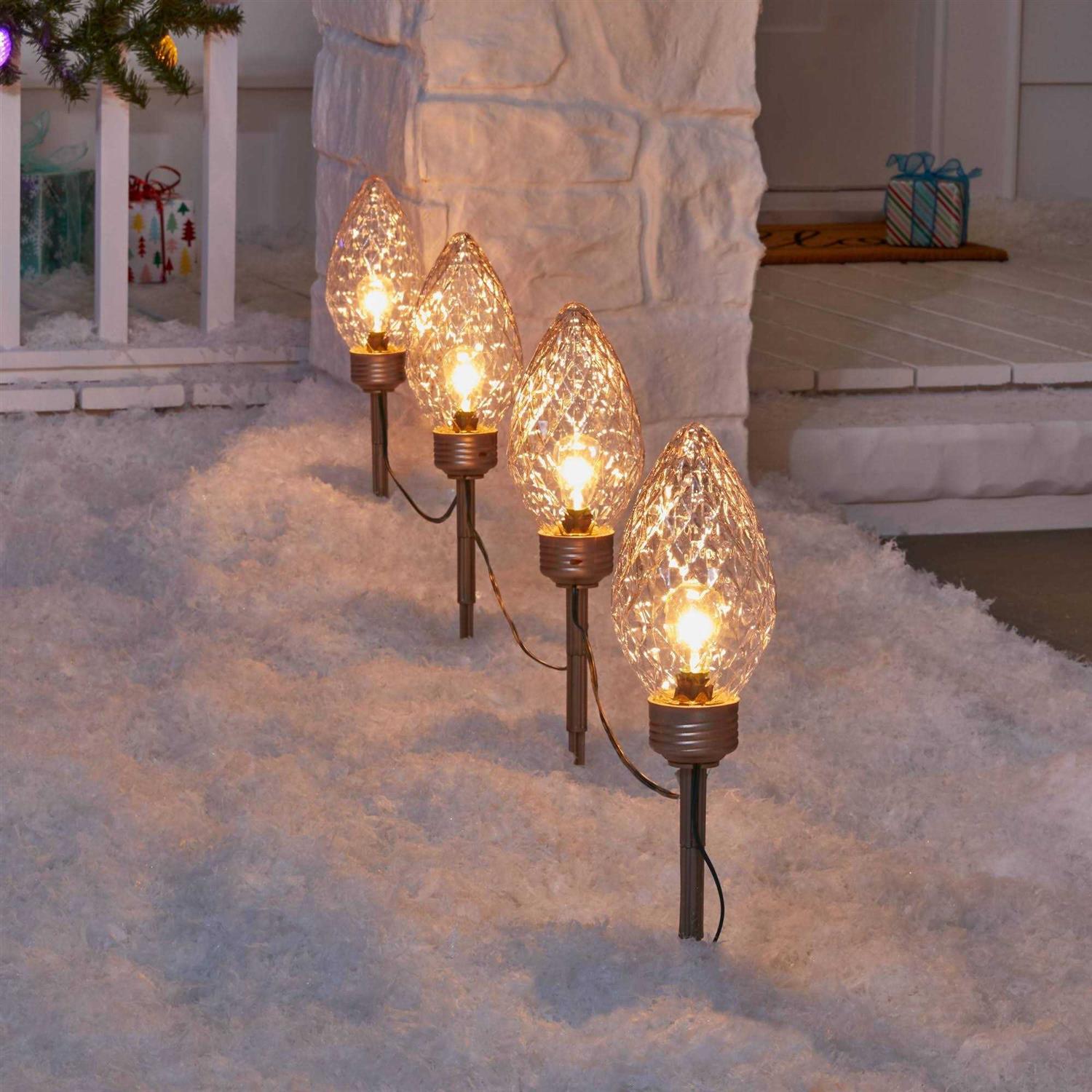 Wondershop 4pc Faceted C9 Big Bulb Christmas Pathway Light - Image 3