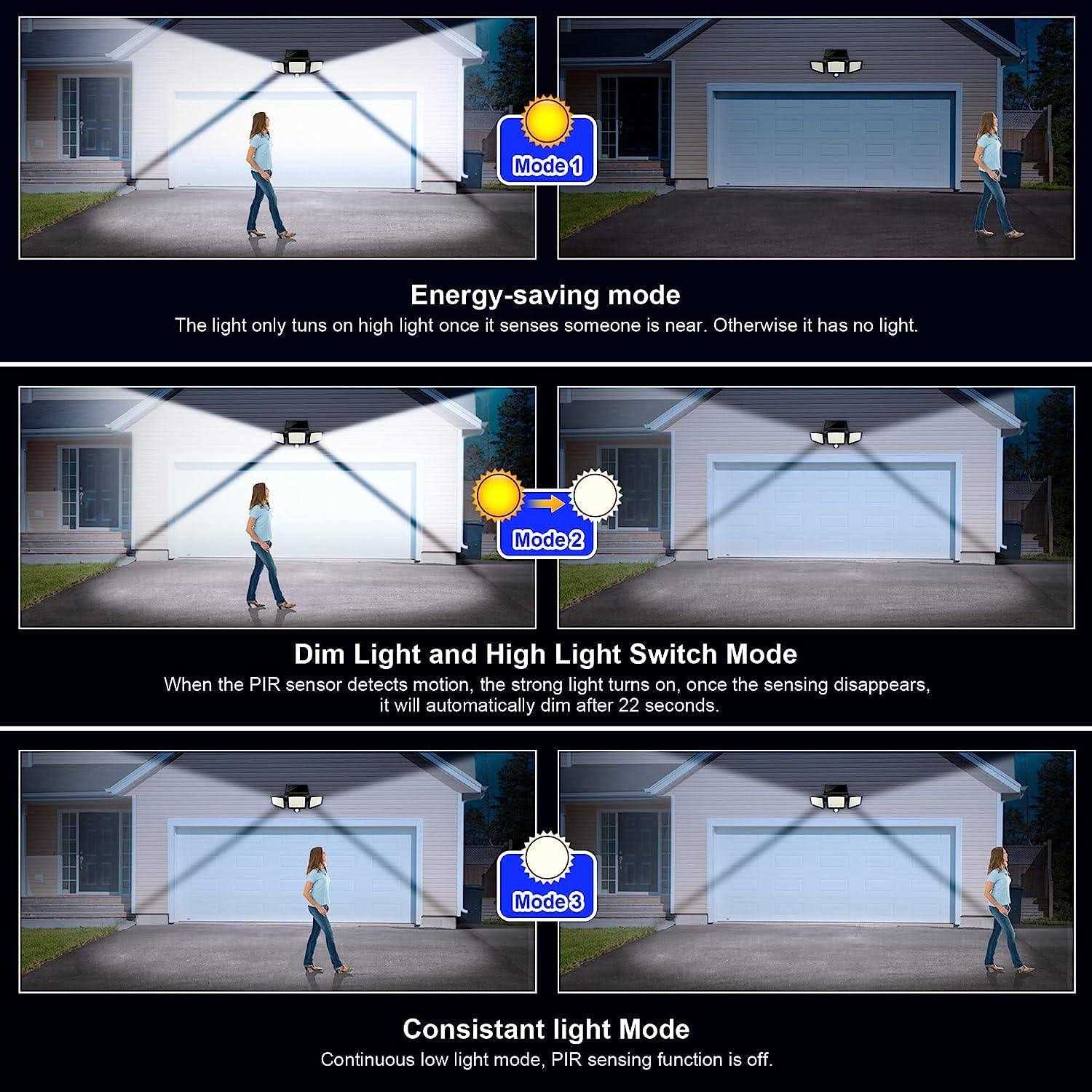 wwimy Solar Lights Outdoor 210 LED 2500LM Motion Sensor with Remote Control - Image 4