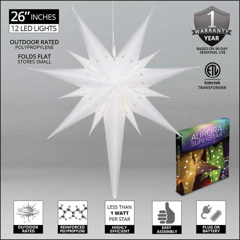 Wintergreen Lighting LED Aurora Superstar TM Fold-Flat Point Star Light - Image 5