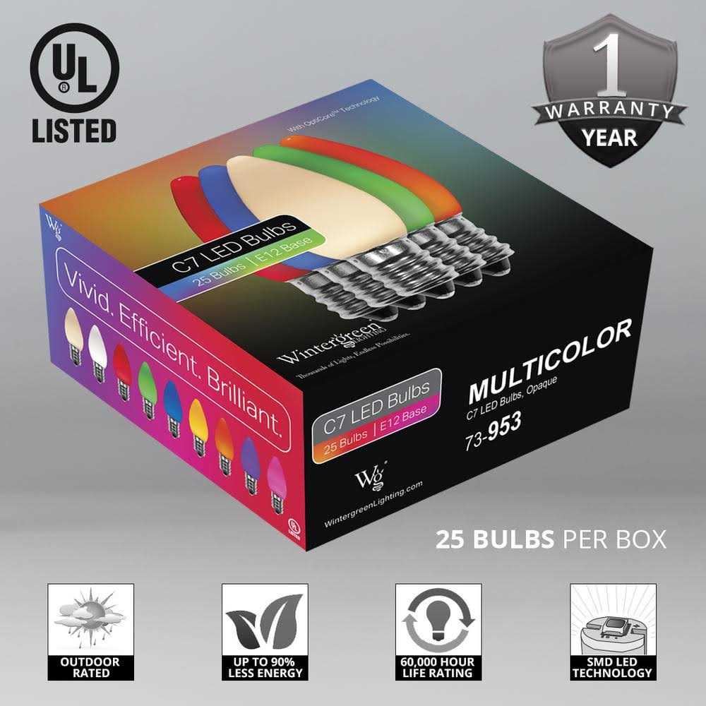 Wintergreen Lighting OptiCore C7 LED Christmas Light Bulbs - Image 4