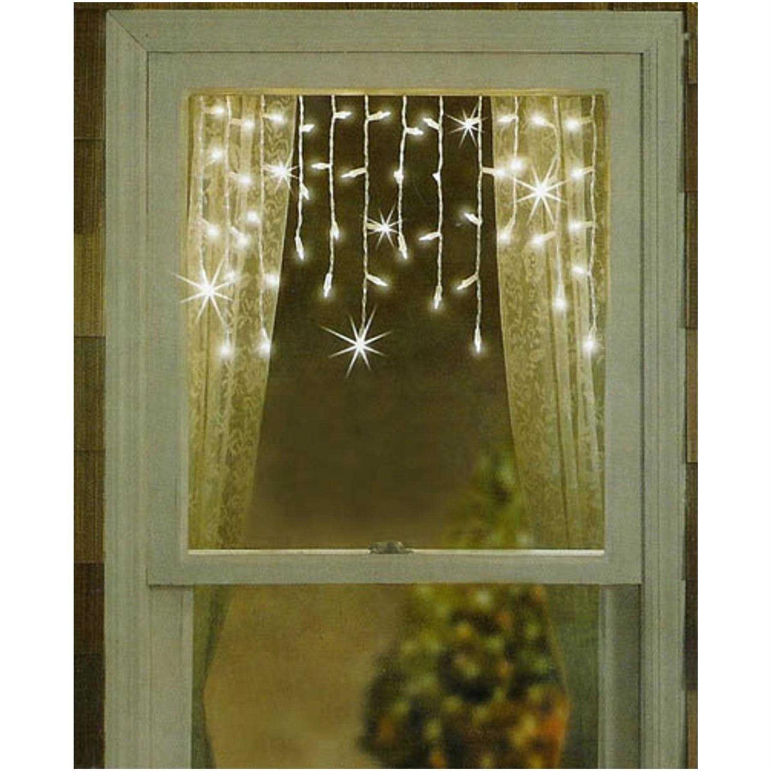 Sienna Set of 50 Twinkling & Shimmering Clear Window Curtain Icicle Lights - Image 4