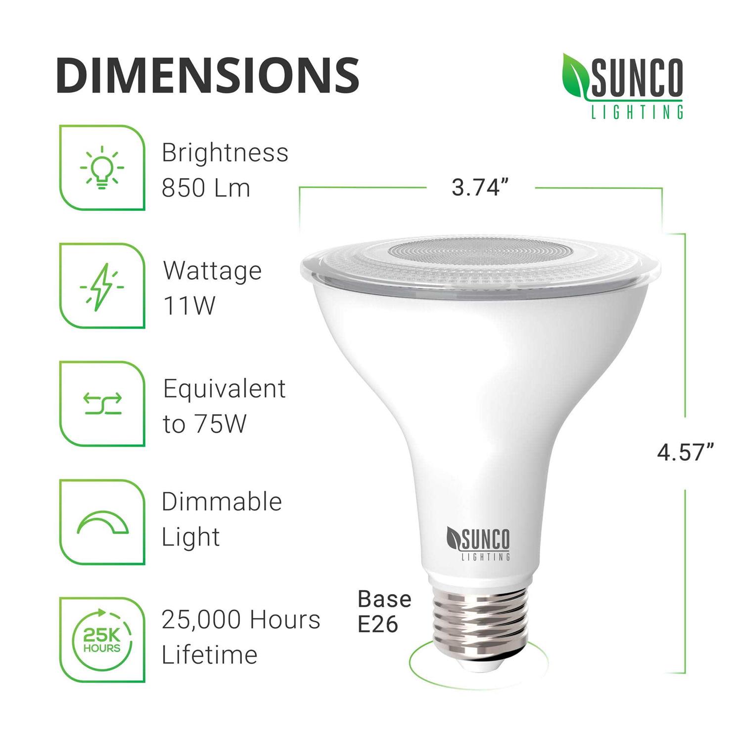 Sunco Lighting 10 Pack PAR30 Dimmable LED Bulb - Image 3