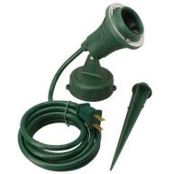 Woods Outdoor Floodlight Fixture with Stake (6-Feet Cord, 120V, Green) (2 Pack)