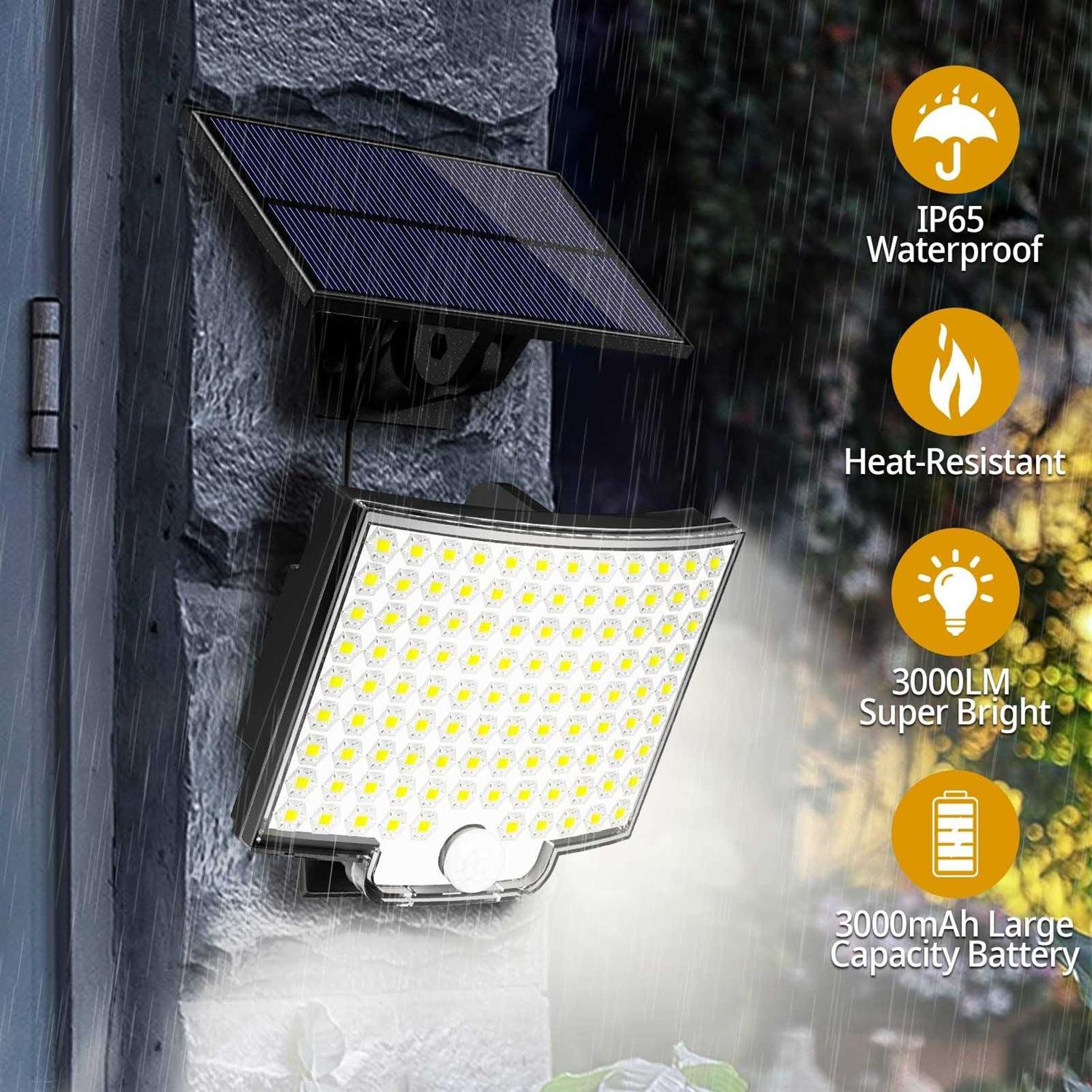 Solar Lights Outdoor 106 LED 3000LM Solar Powered Motion Sensor Flood Lights with Remote - Image 2
