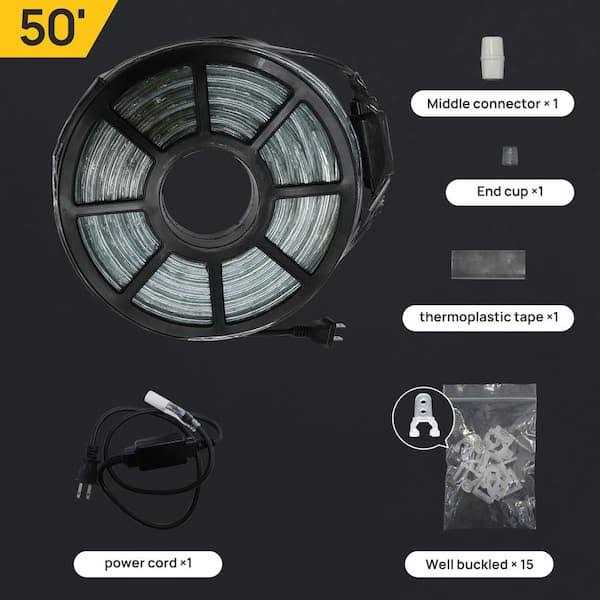 Wonline Outdoor 100 ft. 110-Volt Plug-In Warm White Color Changing Light LED Rope Light - Image 2