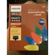 Used Philips 50ct Christmas Solar Faceted C6 String Lights Multicolored