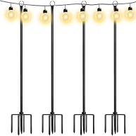 Walensee 9.4 FT String Light Poles with Hook for Hanging String Lights for Garden Party Patio Christmas Wedding
