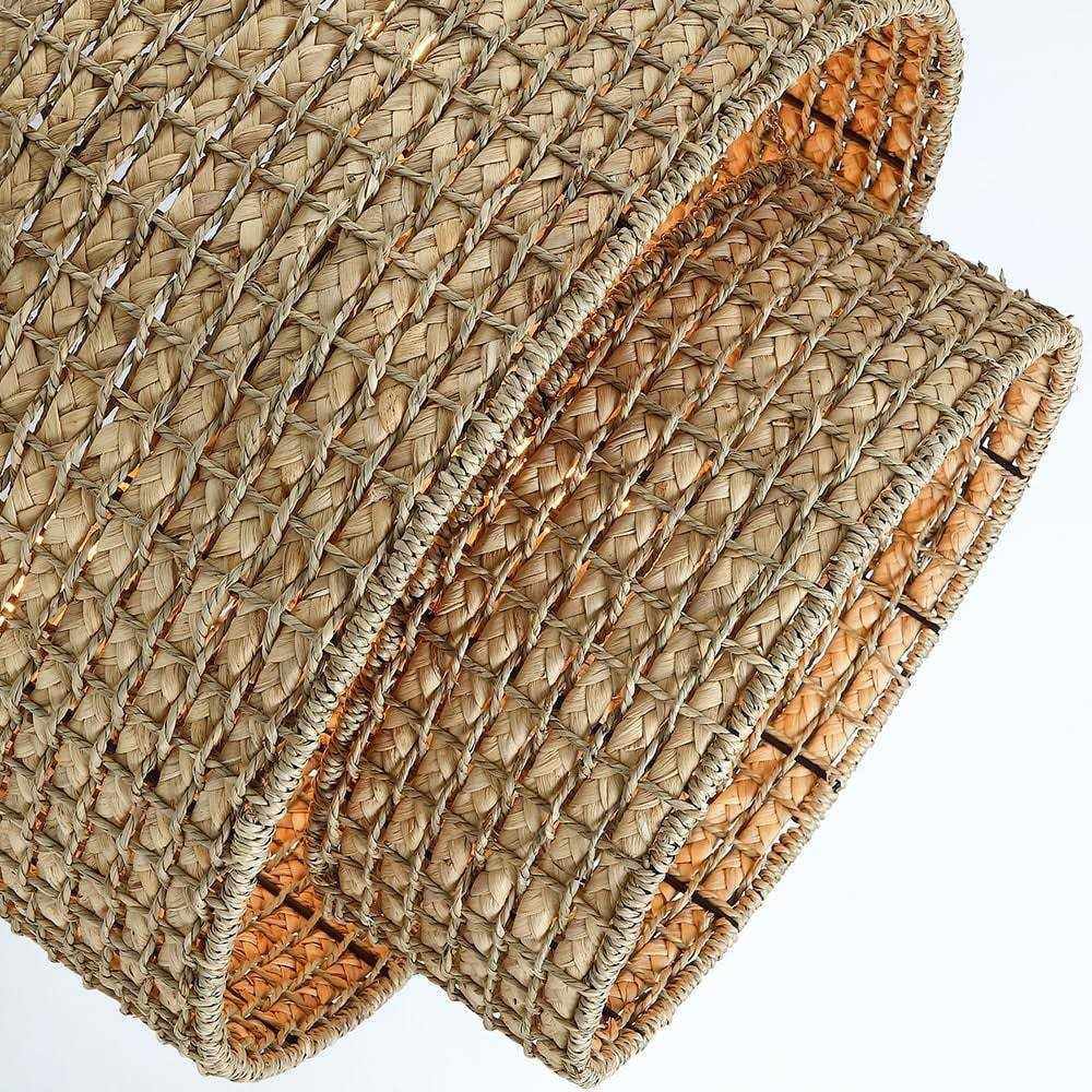 True Fine Elis 20 in. 4-Light Natural Rattan Traditional Drum Pendant Light Black Canopy - Image 3