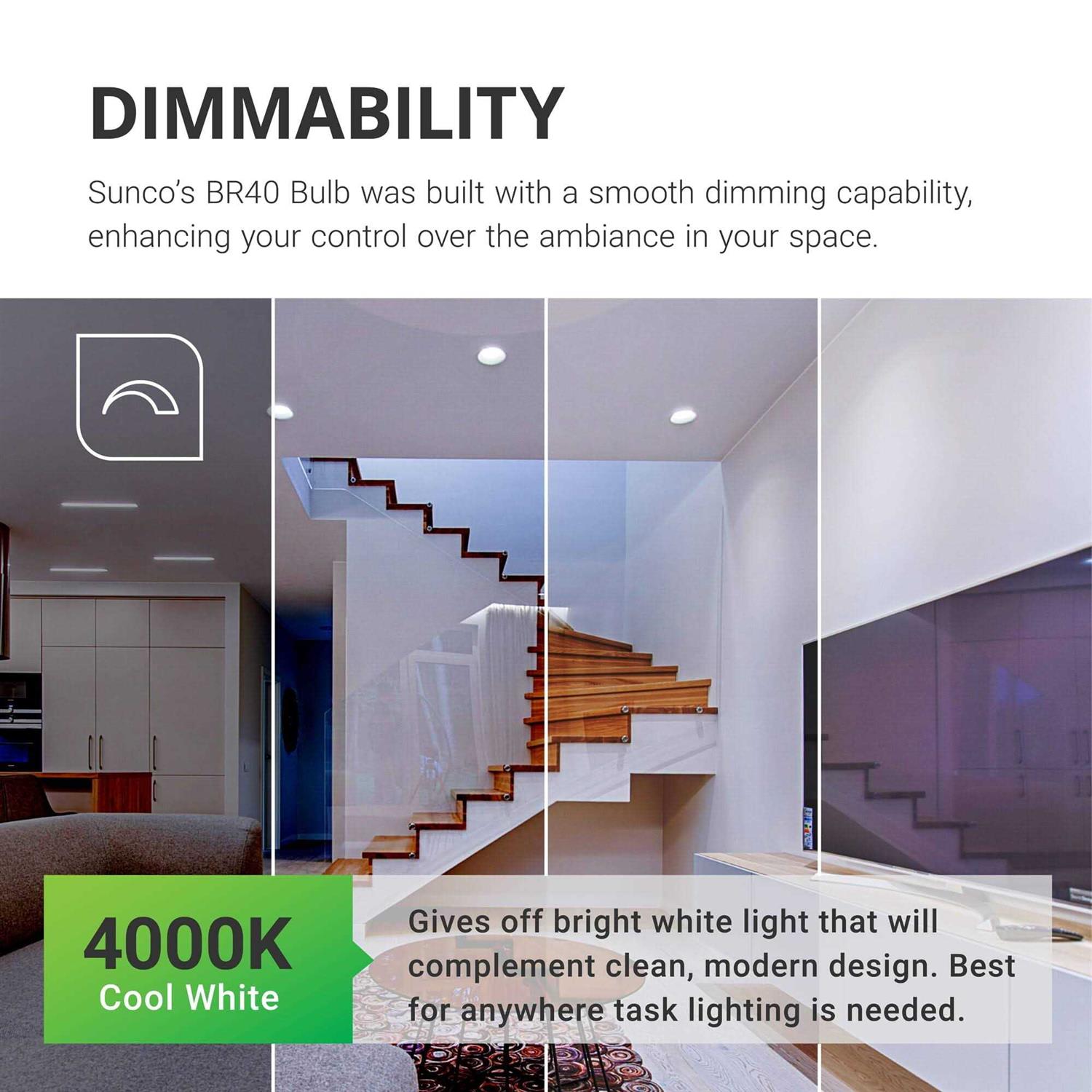 Sunco Lighting 8 Pack BR40 Dimmable Flood LED Light Bulb 17W - Image 3