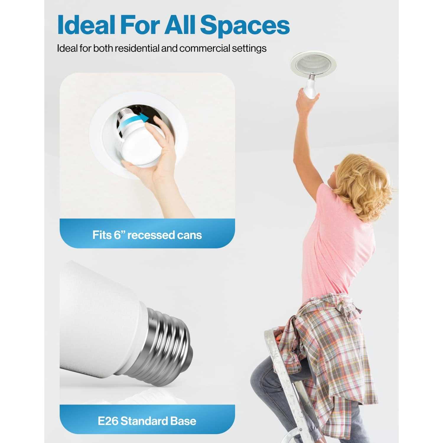 Sunco Lighting 8 Pack BR40 Dimmable Flood LED Light Bulb 17W - Image 4