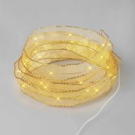Wondershop 30ct LED Gold Ribbon Dewdrop Christmas String Lights Garland Warm White Gold Wire