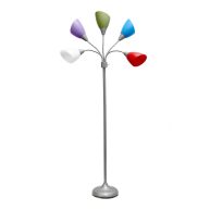 Simple Designs 5 Light Adjustable Gooseneck Silver Floor Lamp