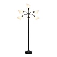 Simple Designs 5 Light Adjustable Gooseneck Silver Floor Lamp