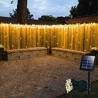 Solar Curtain Lights Outdoor,13ft x 3.3ft,8 Mode,200 Led,Solar String Lights for Pool Glass Fence Handrail Railing Eaves Wall Pavilion Wedding