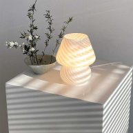 Translucent Table Mushroom Lamp Italian Style Modern Striped Glass Bedside Lamps Desk Light