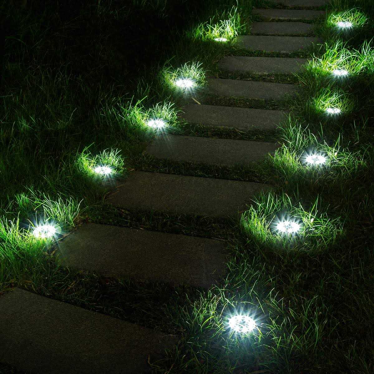 Solpex 12 Pack Solar Lights Outdoor 8 LED Solar Powered Disk Lights Outdoor Waterproof Garden Landscape Lighting for Yard Deck Lawn Patio Pathway