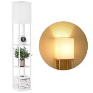 SUNMORY Floor Lamp Bulb, Modern Square Standing Lamp with Shelves