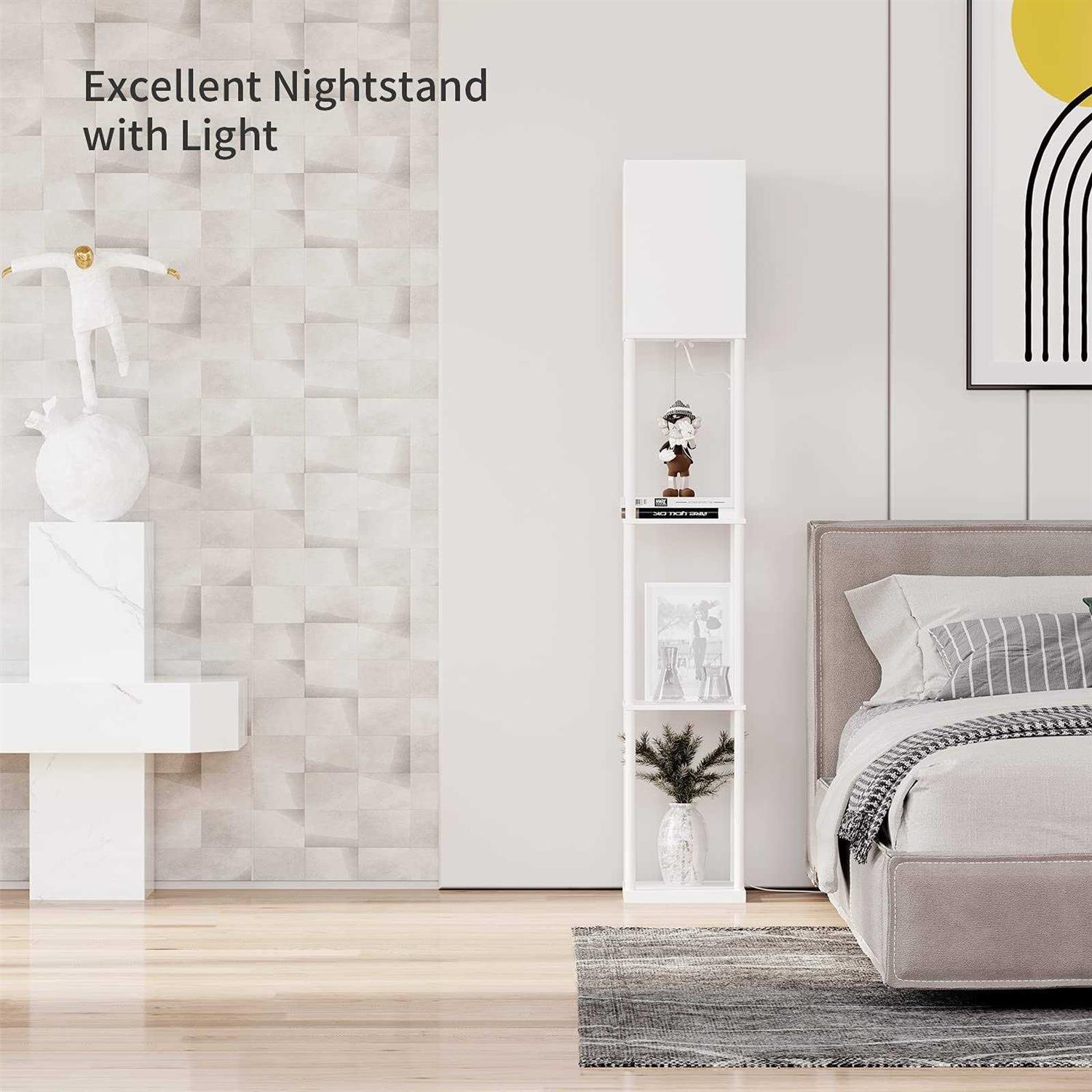SUNMORY Floor Lamp Bulb, Modern Square Standing Lamp with Shelves - Image 3