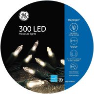 GE StayBright 300-Count 74.4-ft White LED Plug-In Christmas String Lights
