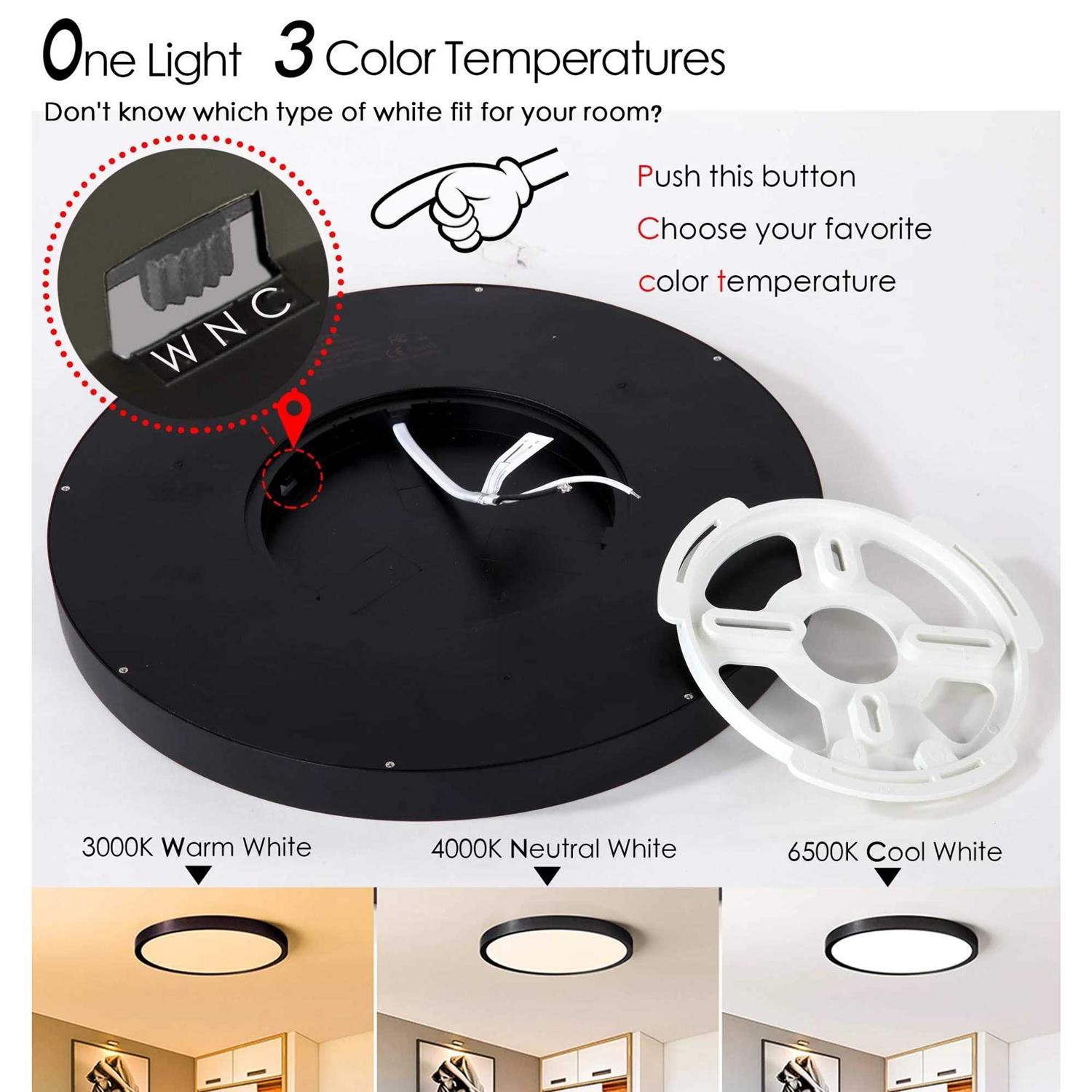 TALOYA Flush Mount 12 Inch Ceiling Light20w Surface Mount LED Light Fixture for Bedroom Kitchen3 Color Temperatures in One - Image 3