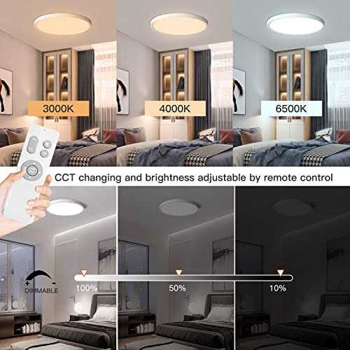 Roomratv Flush Mount Ceiling Light Fixture with Remote Control Nightlight - Image 3