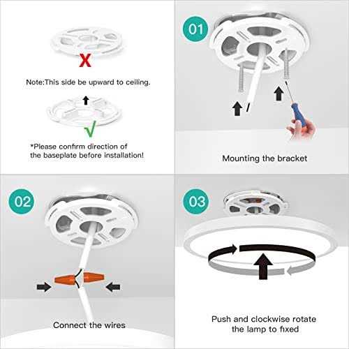 Roomratv Flush Mount Ceiling Light Fixture with Remote Control Nightlight - Image 4